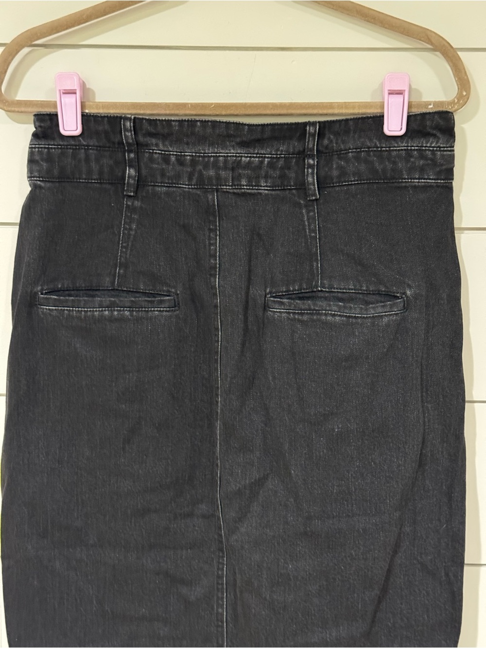 NEW Anthropologie Arden Double-Waist Black Denim Midi Skirt by Pilcro Size 14 - Picture 13 of 13